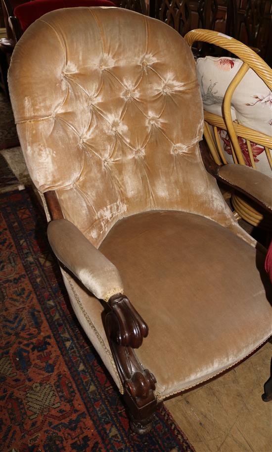 Victorian upholstered open armchair